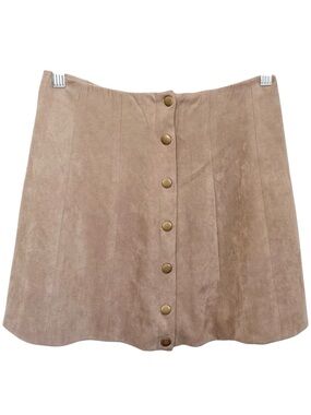 ALTAR’D STATE Faux Suede Button Front Mini Skirt Tan Small